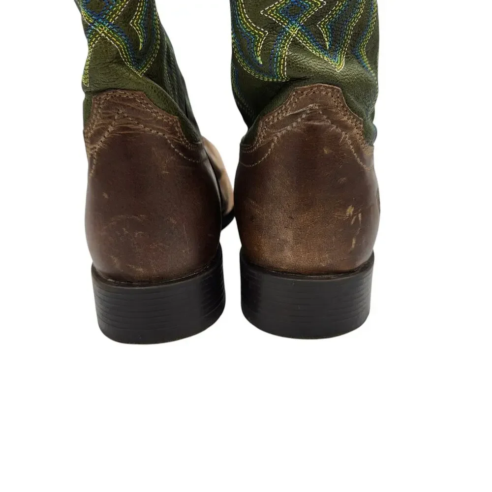 Ariat Pace Setter Leather Western Boots‎ Baked Cookie Green Kid's Size 5.5